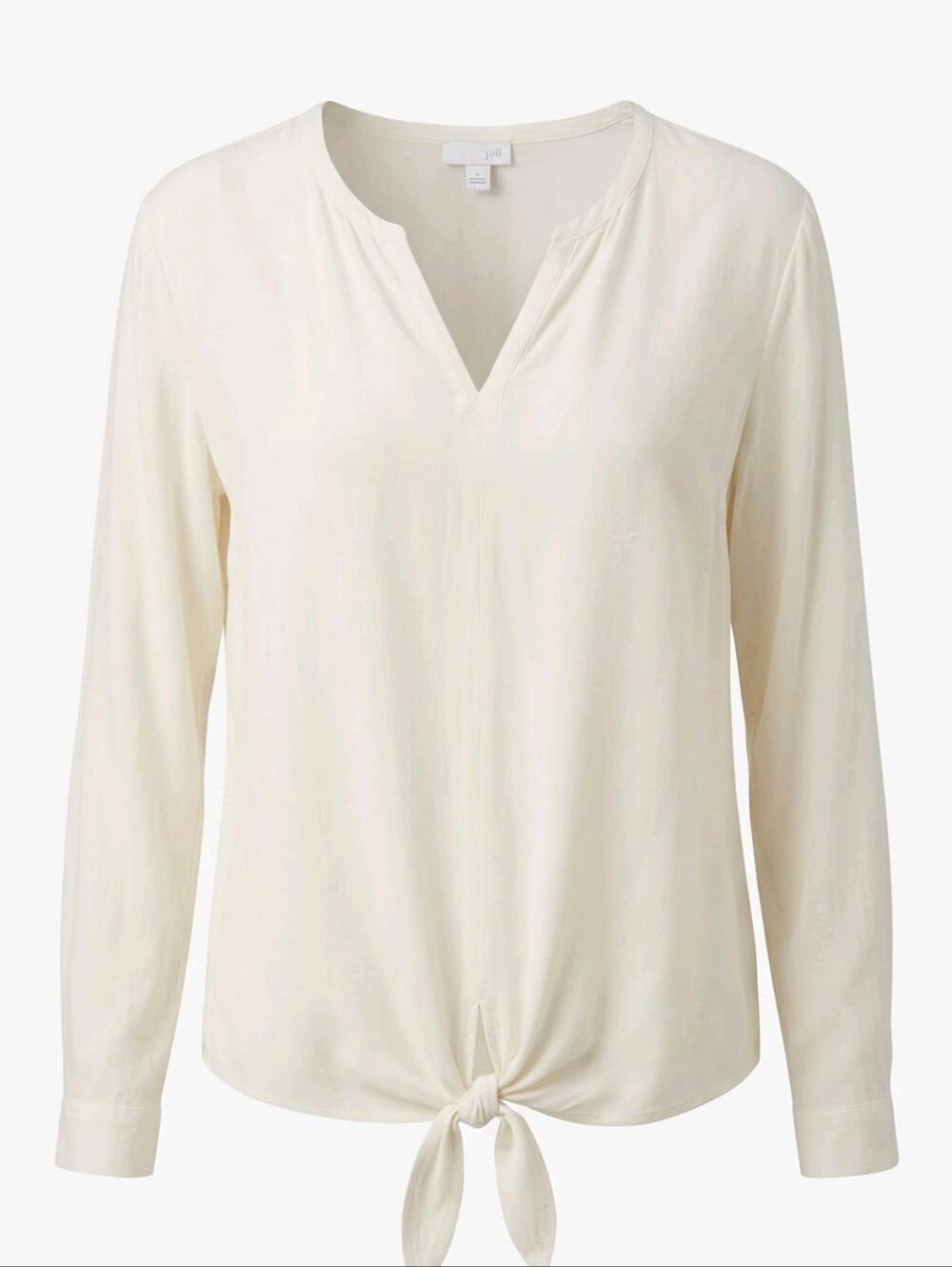 J. Jill Cream Tie-Front Long Sleeve V-Neck Blouse
